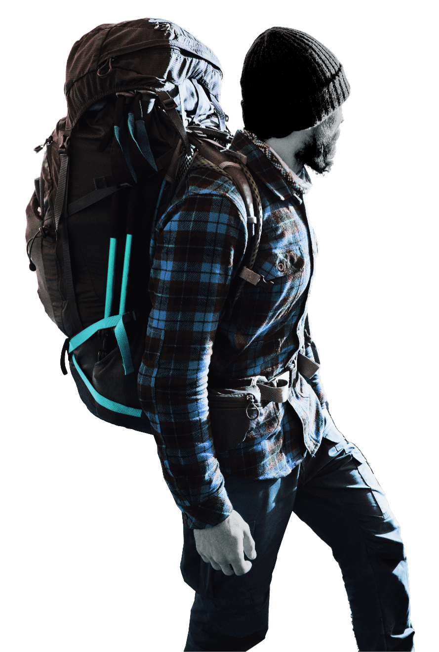 Hiker looking towards horizon
