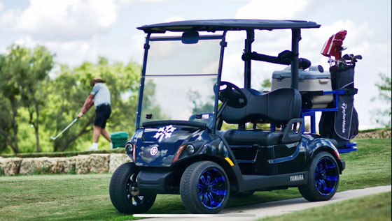 IcyBreeze on the back of a golf cart.